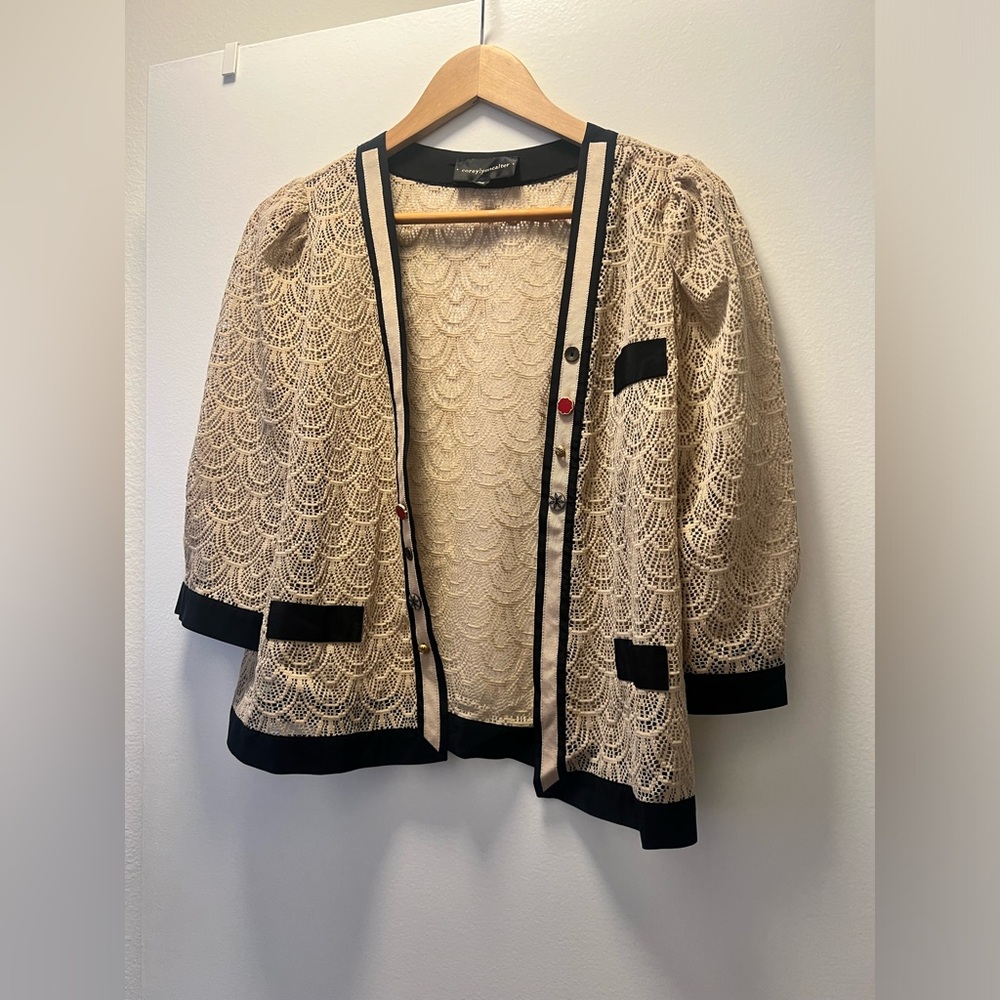 COREY LYNN CALTER Anthropologie It's In The Details Lace Jacket Cardigan, Medium
